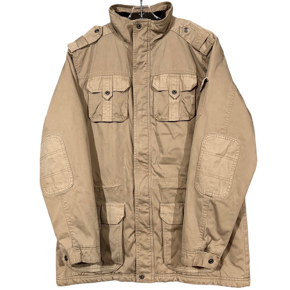 LL Bean Mens L Tall Khaki Field Jacket Sherpa Lined Thinsulate 265342 Tan